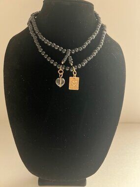 Katia Design "Anything is possible" Boho Wrap Bracelet Necklace Black wood beads